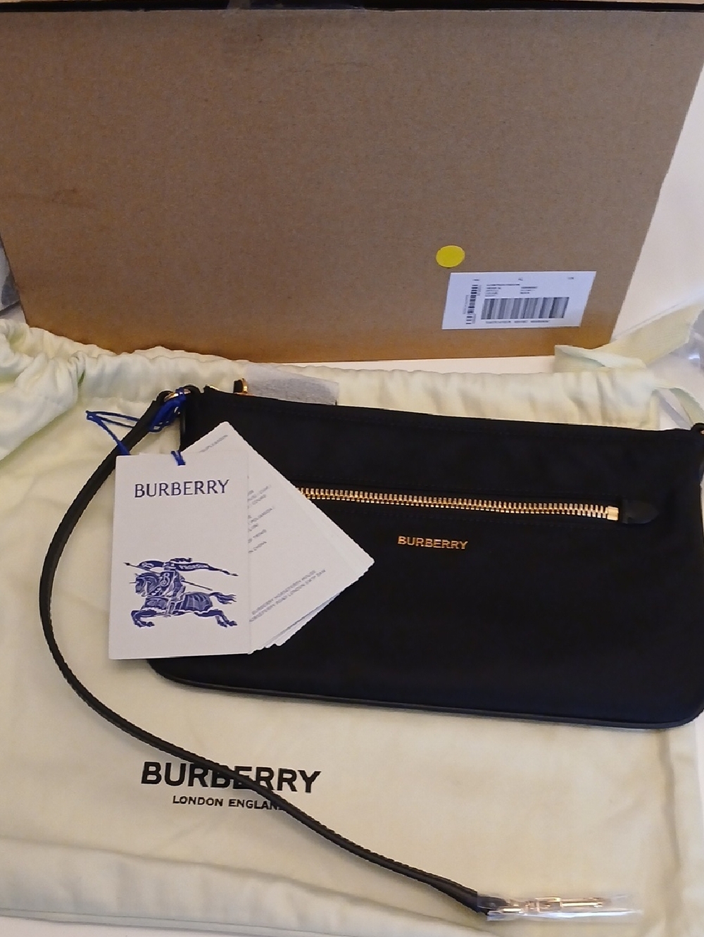Burberry C O A  Black  Wristlet with Gold Hardware
